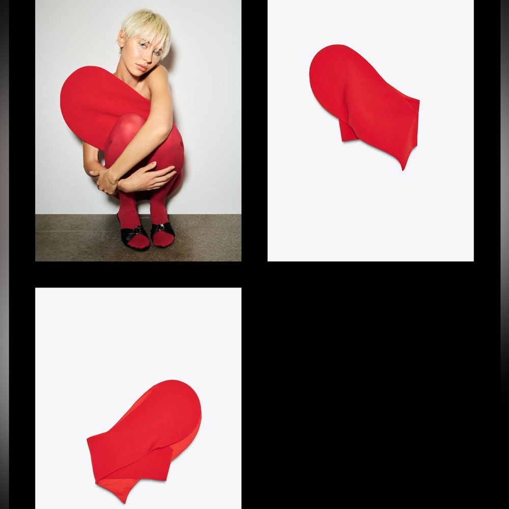 Zara asymmetic heart top limited edition, sweetheart neckline - Picture 6 of 9